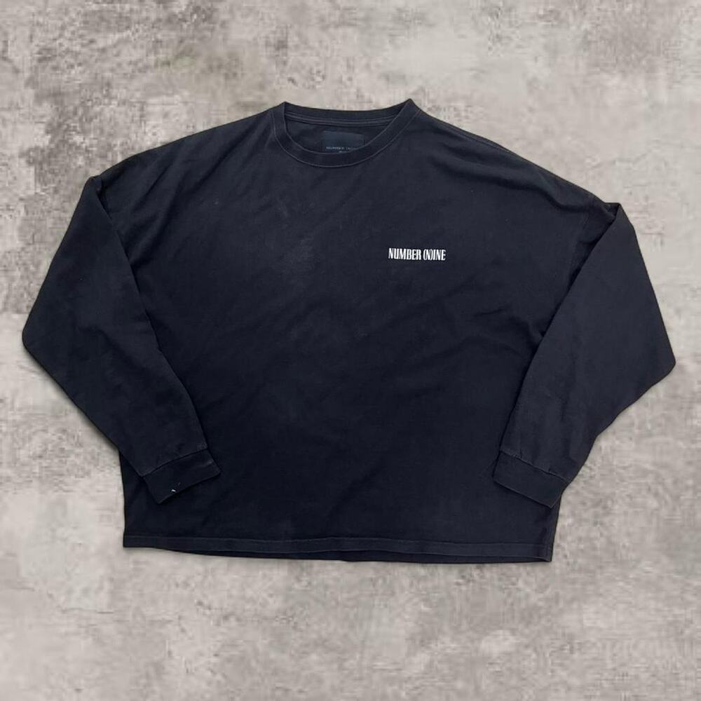Number Nine Archive Black Logo Shirt Medium Boxy Luxury Japanese Cotton Quiet